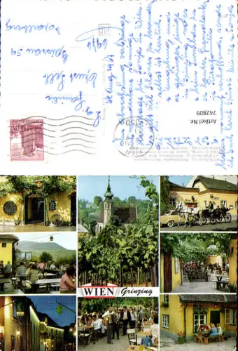 742809 Mehrbild AK Wien Vienna Grinzing Wein Weinausschank Fiaker Gastgarten