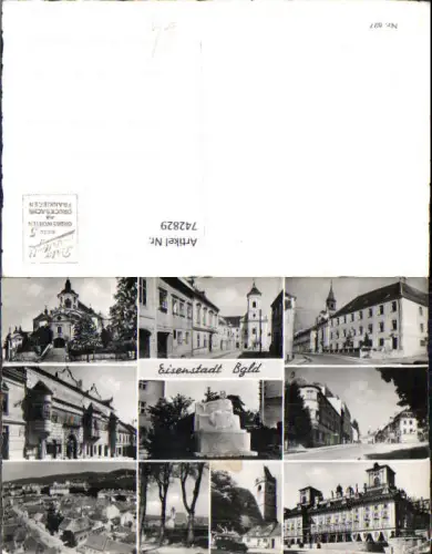 742829 Mehrbild AK Eisenstadt Bergkirche Straßenpartie Statue Ansichten