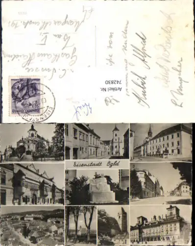 742830 Mehrbild AK Eisenstadt Bergkirche Straßenpartie Statue Ansichten