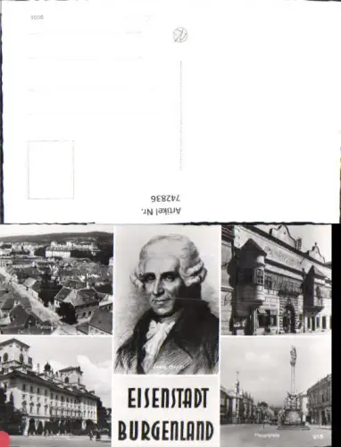 742836 Mehrbild AK Eisenstadt Ansicht Hauptplatz Schloss Esterhazy Rathaus