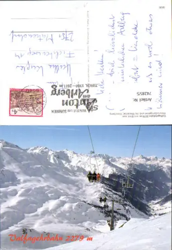 742855 Valfagehrbahn Blick z. Albona-Skigebiet u. Klostertal St Anton a. Arlberg Skilift Wintersport