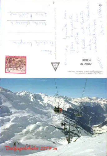 742856 Valfagehrbahn Blick z. Albona-Skigebiet u. Klostertal St Anton a. Arlberg Skilift Wintersport