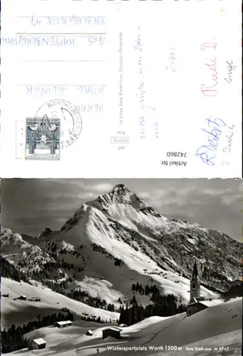 742860 Foto AK Warth a. Arlberg Winteransicht m. Kirche pub Risch-Lau W 5747