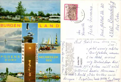 742922 Mehrbild AK Podersdorf a. See Camping VW Käfer Segelboote Badeufer Storchenhorst