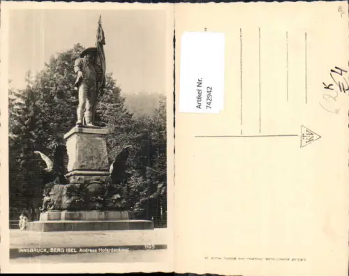 742942 Foto AK Innsbruck Berg Isel Andreas Hoferdenkmal