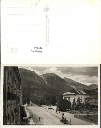 742946 Foto AK Innsbruck Adolf-Hitler-Platz mit Nordkette Automobil Oldtimer