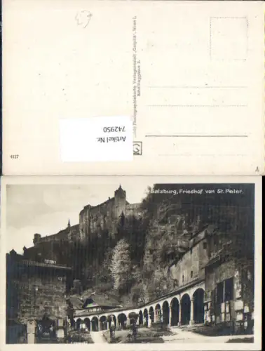 742950 Foto AK Salzburg Friedhof v. St Peter mit Festung Hohensalzburg