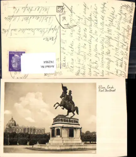 742964 Foto AK Wien Vienna Erzherzog Karl Denkmal Reiterdenkmal