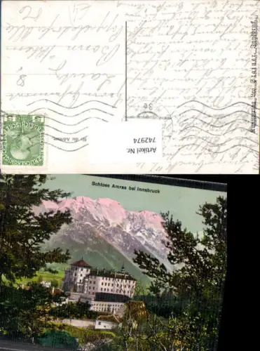 742974 Schloss Amras b. Innsbruck vor Bergkulisse