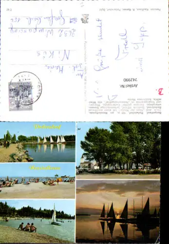 742990 Mehrbild AK Podersdorf a. See Badeufer Segelboote