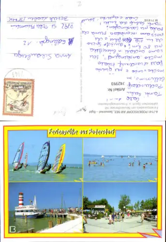 742993 Mehrbild AK Podersdorf a. See Windsurfen Badeufer Leuchtturm Schiff