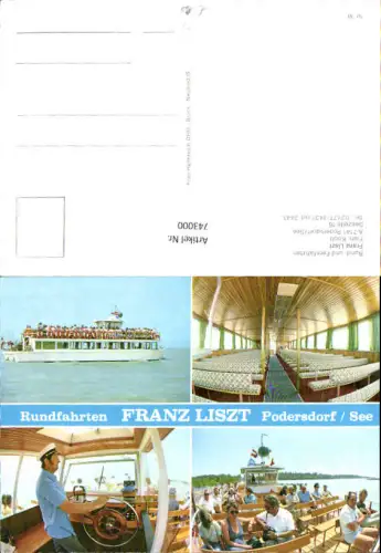 743000 Mehrbild AK Podersdorf a. See Rundfahrten Franz Liszt Schiff Boot