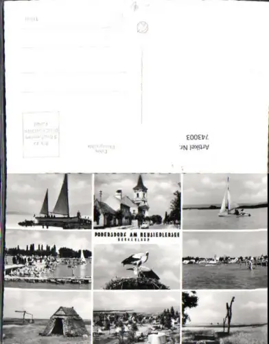 743003 Foto Mehrbild AK Podersdorf a. See Kirche Störche Camping Segelboot