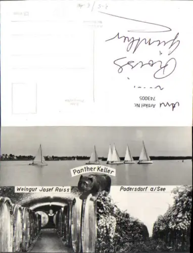 743005 Foto Mehrbild AK Podersdorf a. See Weingut Josef Roiss Panther Keller