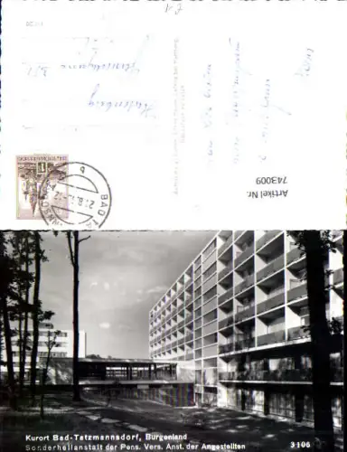 743009 Foto AK Bad Tatzmannsdorf Kurheim Pensionsversicherung Angestellten