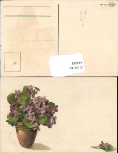 743038 Künstler AK Topf mit Veilchen Blumen