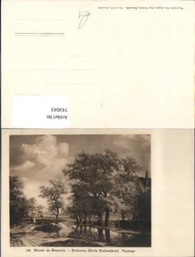 743043 Künstler AK Hobbema Paysage Landschaft Fluss Frau Mann a. Ufer