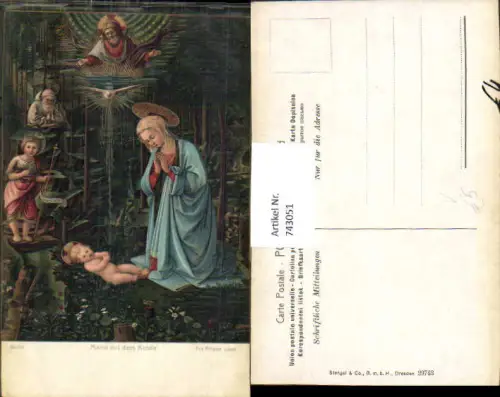 743051 Künstler AK FraFilippo Lippi Maria mit dem Kinde Religion pub Stengel Co 29743
