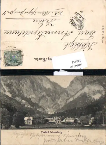 743152 Thalhof Schneeberg Reichenau an der Rax Bez. Neunkirchen 1900