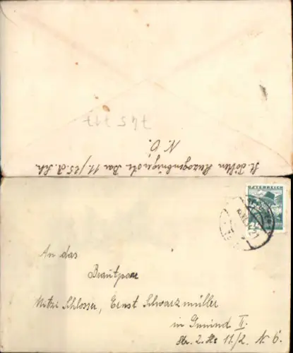 Brief St. Pölten n. Gmünd 1931 Herr Schwarzmüller