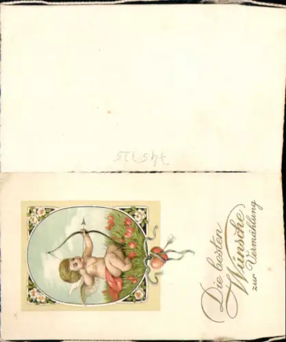 Brief Beste Wünsche Vermählung Amor Pfeil Bogen Litho