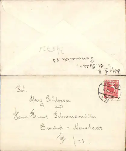 Brief St. Pölten n. Gmünd Neustadt 1934