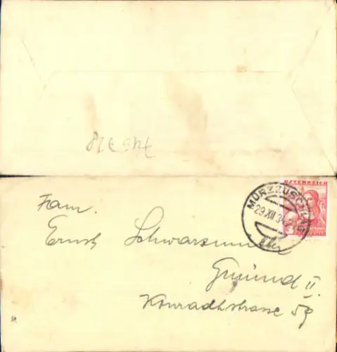 Brief Mürzzuschlag n. Gmünd 1934