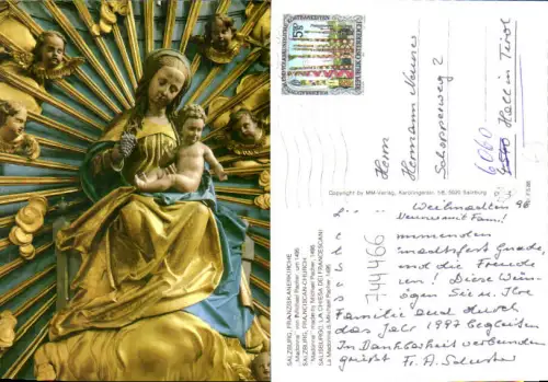 744466 Salzburg Franziskanerkirche Madonna von Michael Pacher Detailansicht