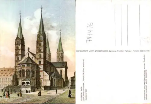 744476 Bamberg Dom kolorierte Lithographie um 1839