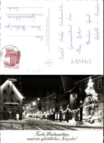 744484 Foto AK Bregenz am Bodensee Straßenpartie im Winter Nacht pub Risch-Lau