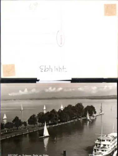 744493 Foto AK Bregenz am Bodensee Partie am Hafen Schiff Dampfer Segelboote
