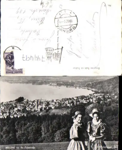 744497 Foto AK Bregenz am Bodensee Bucht v. d. Fluherstraße Frauen Tracht pub W. Schlegel