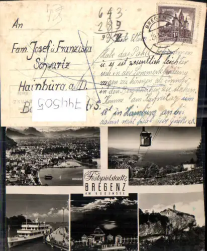 744505 Mehrbild AK Bregenz am Bodensee Dampfer Austria Seilbahn Festspiele pub Branz