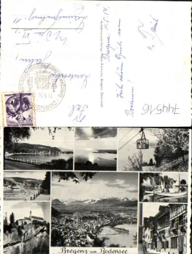 744516 Mehrbild AK Bregenz am Bodensee Segelboote Seilbahn Gondel