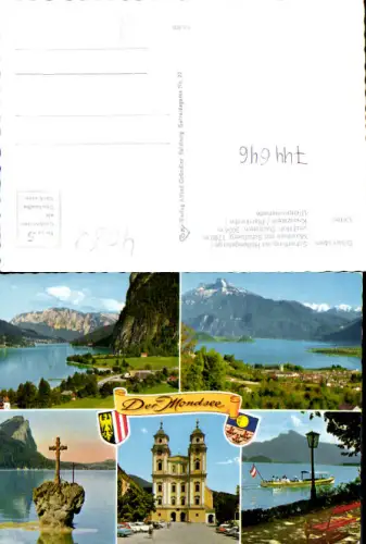 744646 Mehrbild AK Der Mondsee Scharfling m. Höllengebirge Kreuzstein Pfarrkirche