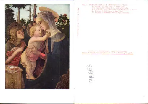 744663 Künstler AK Sandro Filipepi dit Botticelli La Vierge l Enfant Jesuskind Religion