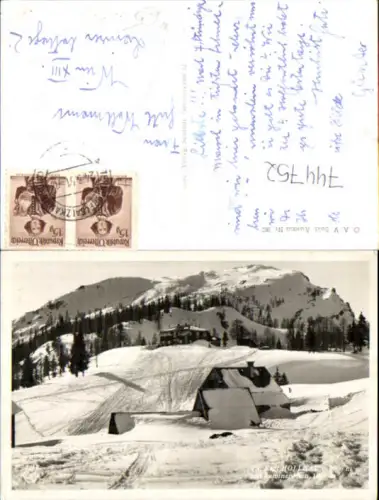 744752 Foto AK Theodor-Karl-Holl-Haus Tauplitz mit Lawinenstein im Winter