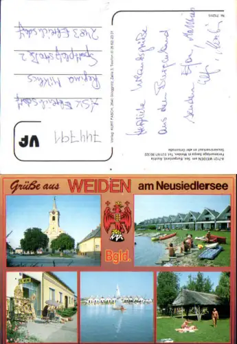744791 Mehrbild AK Weiden a. See Badeufer Segelboot Souvenirladen Kirche