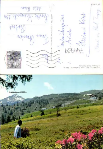 744939 Flachau Blick zum Grießkareck im Pongau Frau m. Blumen i. Vordergrund