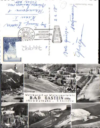 744992 Mehrbild Foto AK Bad Gastein im Winter Seilbahn Gondel Wintersport