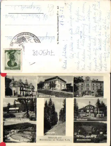 745018 Mehrbild AK Mönichkirchen a. Wechsel Alpenhotel Lang Hotel Binder Hallerhaus