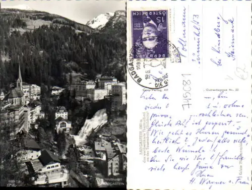 745081 Foto AK Bad Gastein Ansicht m. Kirche Wasserfall pub Cosy 699