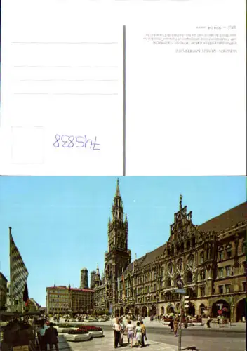 745838 München Munich Marienplatz mit Rathaus u. Blick a. d. Türme der Frauenkirche