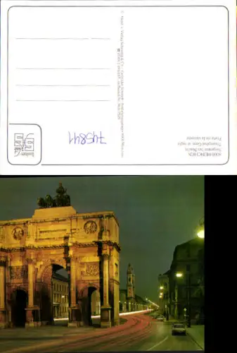 745841 München Munich Siegestor b. Nacht