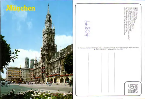745879 München Munich Marienplatz Rathaus u. Türme d. Frauenkirche