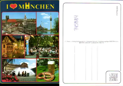 745884 Mehrbild AK München Munich Rathaus Fernsehturm Bier m. Brezel Hofbräuhaus