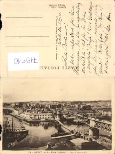 745910 Brest Le Pont National Vue d ensemble Hafen Brücke Schiffe France