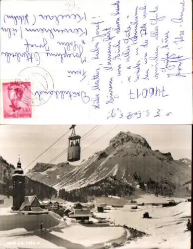 746017 Foto AK Lech a. Arlberg Seilbahn Gondel i. Winter pub Risch-Lau 743