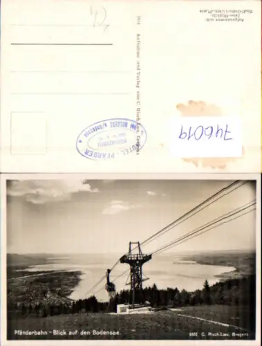 746019 Foto AK Bregenz a. Bodensee Pfänderbahn Seilbahn Turmstütze pub Risch-Lau 1651