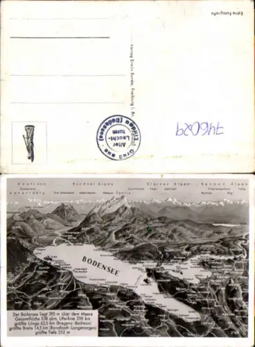 746029 Lagekarte Bodensee Bregenz Konstanz Lindau m. Berge